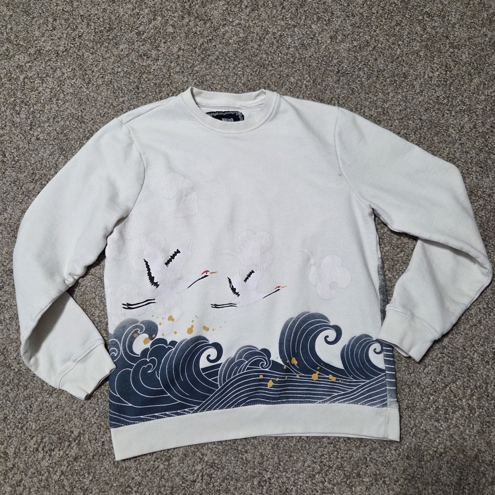 Blind Rooster Graphic Wraparound Sweatshirt Tofu/Vibes Size‎ Small- Cream
